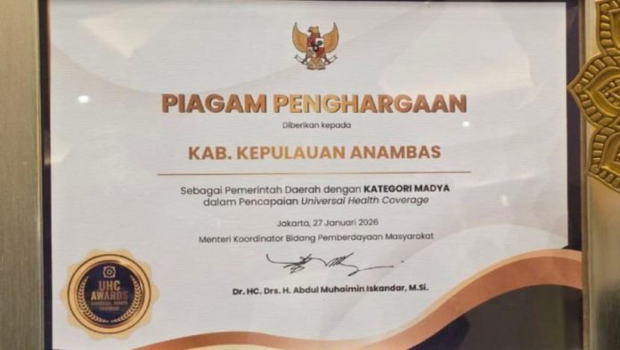 Kabupaten Kepulauan Anambas dapat penghargaan.