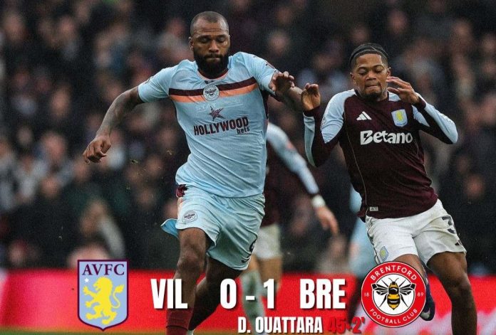 Aston Villa Dipermalukan Brentford 0-1 dengan 10 Pemain Aston Villa Brentford