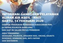 Info Gangguan Air Batam Dampak Perbaikan Kebocoran Pipa di Depan Polresta Barelang