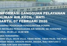 Info Gangguan Air Sabtu Pagi Dampak Perkerjaan di Instalasi Sei Harapan