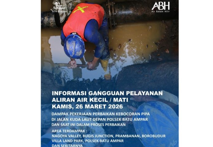 Info Gangguan Air Batam Hilir Dampak Perbaikan Pipa depan Polsek Batuampar
