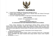 Kadisdikbud Karimun Jelaskan SE Penggunaan Bahasa Melayu di Sekolah