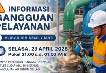 Info Gangguan Air Selasa 28 April Malam, Dampak Pekerjaan di Instalasi Pengolahan Sei Ladi Info Gangguan Air Selasa 28 April Malam, Dampak Pekerjaan di Instalasi Pengolahan Sei Ladi