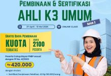 Kemnaker Buka Lagi Pelatihan K3 Gratis Batch 2 Mulai 6 hingga 12 April 2026 Kemnaker Buka Lagi Pelatihan K3 Gratis Batch 2 Mulai 6 hingga 12 April 2026