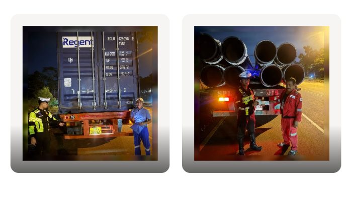 Patroli Malam Satlantas Polresta Barelang Tindak Truk Trailer Tanpa Lampu Rem
