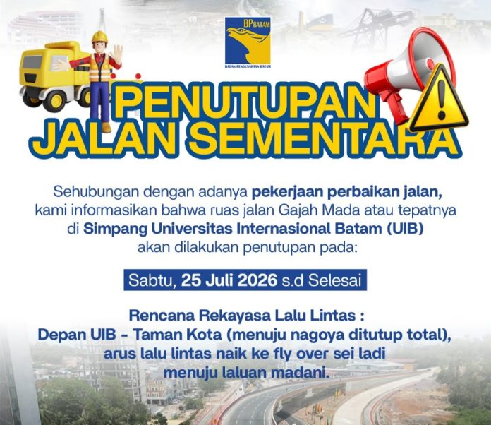 BP Batam Mulai Rekonstruksi Jalan Gajah Mada
