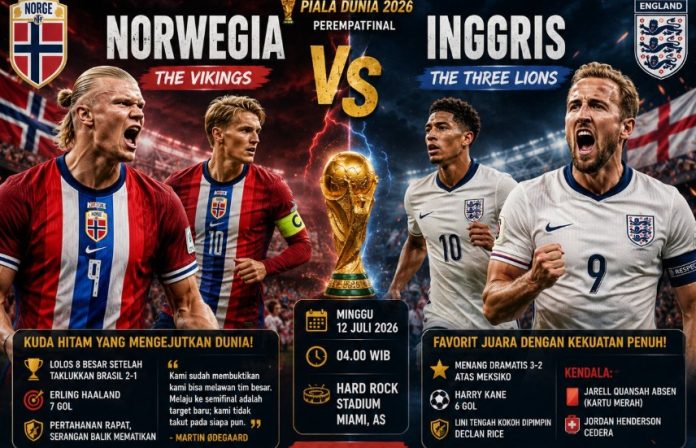 Laga Pertandingan Inggris vs Norwegia Perempet Final Piala Dunia 2026 Laga Pertandingan Inggris vs Norwegia Perempet Final Piala Dunia 2026