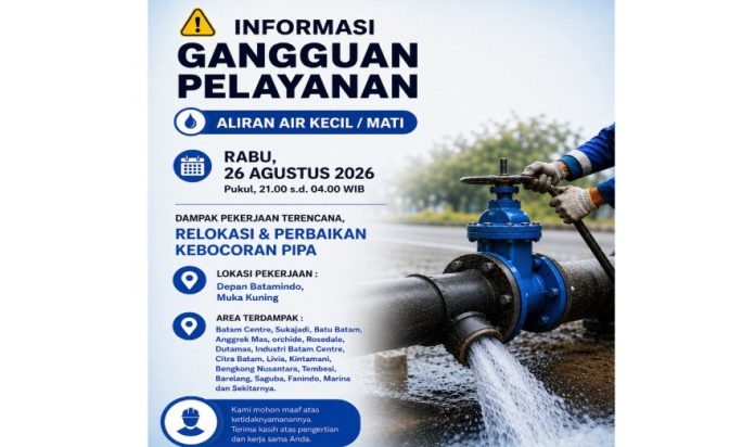 Info Gangguan Air Batam Dampak Perbaikan Pipa depan Batamindo