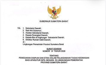 Gubernur Sumbar Terbitkan Larangan ASN Tidak Boleh Berlawan Jenis Tugas Perjalanan Dinas Gubernur Sumbar Terbitkan Larangan ASN Tidak Boleh Berlawan Jenis Tugas Perjalanan Dinas