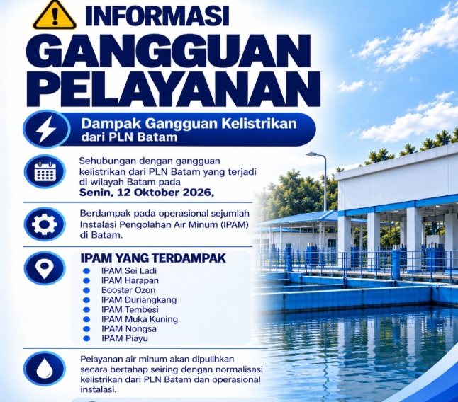 Info Gangguan 8 IPAM Air Batam Dampak Padamnya